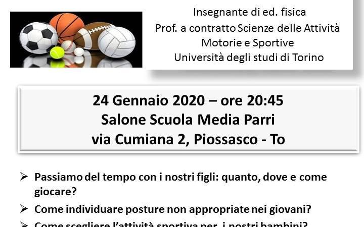 Paolo Moisè a Piossasco ven 24 gen 2020: Benessere attività sportive per i nostri figli: istruzioni per l’uso.